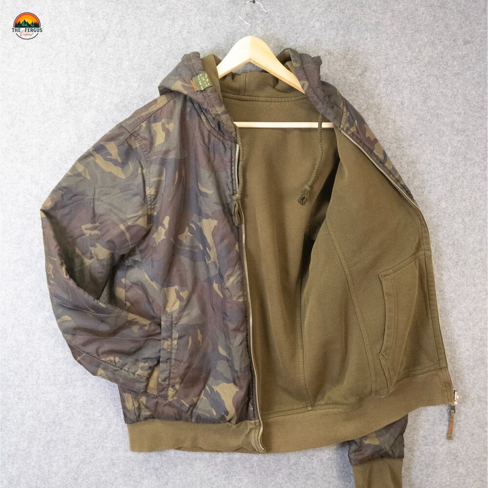 Lion Brand Reversible Hoodie Brown Camo Full-Zip Long Sleeve Gorpcore Men's M